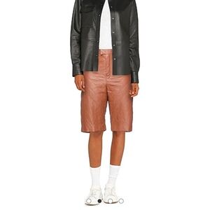 Dodo Bar Or Womens Ivgeniya Leather Bermuda Shorts Quilted leather Brown size 42